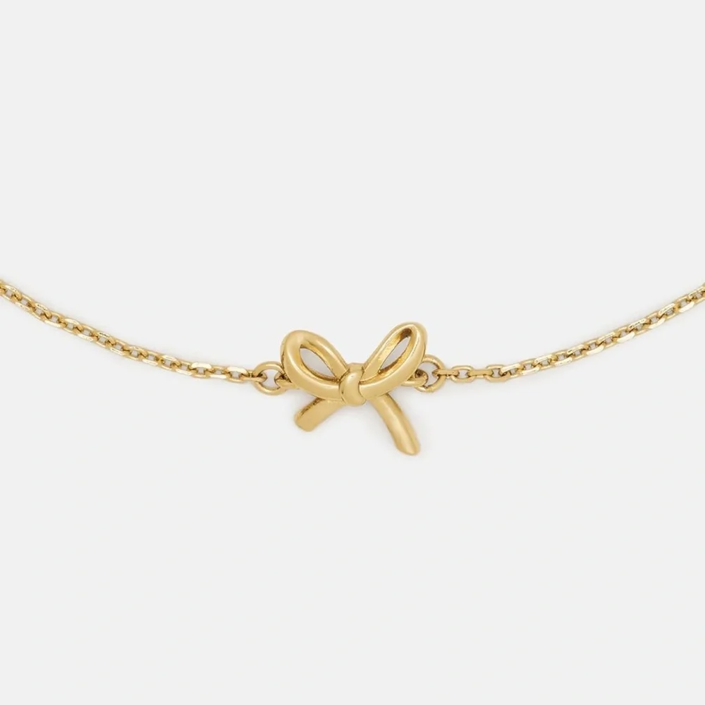 NWT Kate Spade Girlie Pearlie Gold Mini Bow Bracelet - Picture 2 of 3